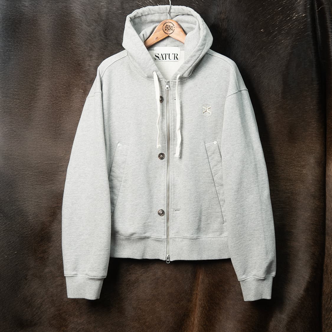 [XL] SATUR 세터 테오 코튼 올데이 후드집업 멜란지 그레이  상품이미지1