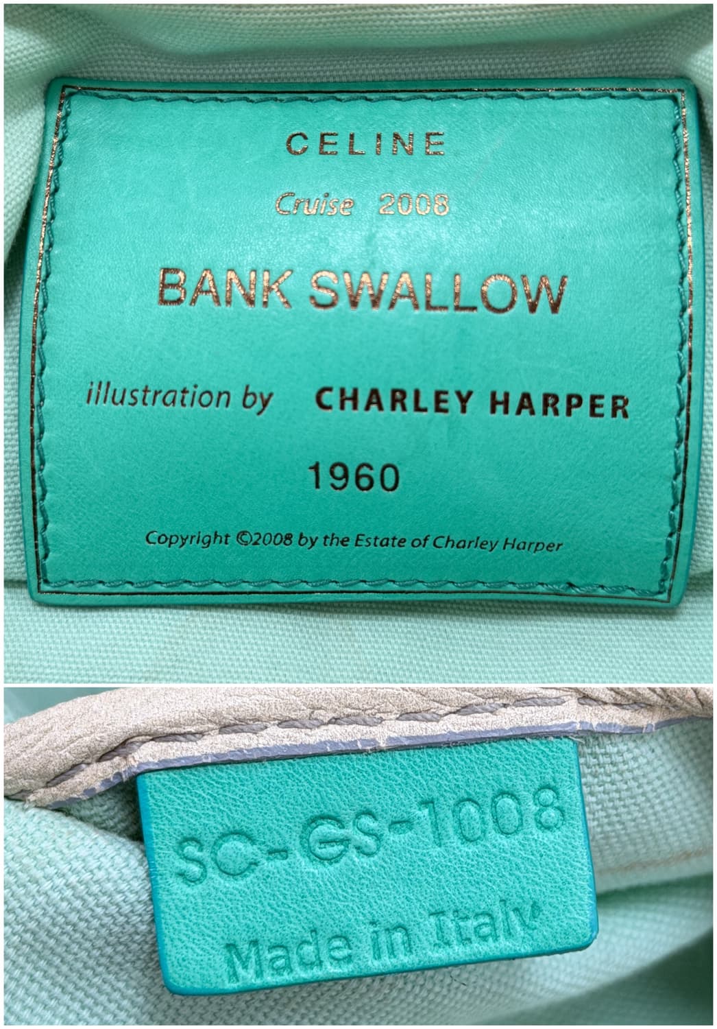 셀린느 크루즈 2008 뱅크 스왈로우 프린트 레더 토트백 상품이미지10