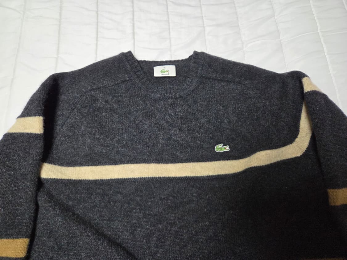 [95]90s 라코스테 울니트 퓨어뉴울100 차콜스트라이프 상품이미지3