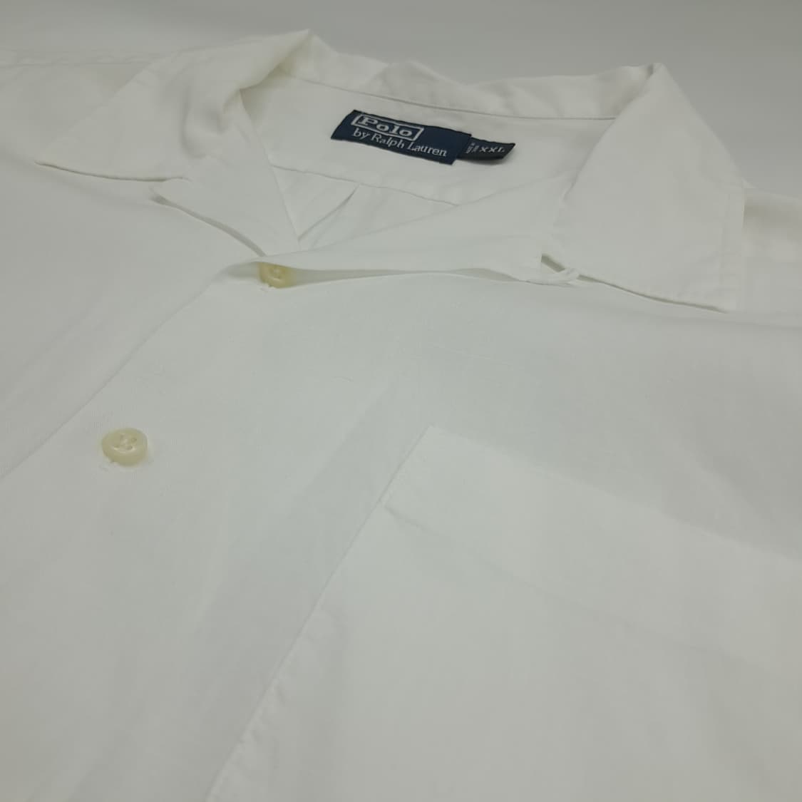 Co700 2XL 폴로 랄프로렌 화이트 린넨코튼 언더로고 반팔 셔츠 남방 상품이미지4