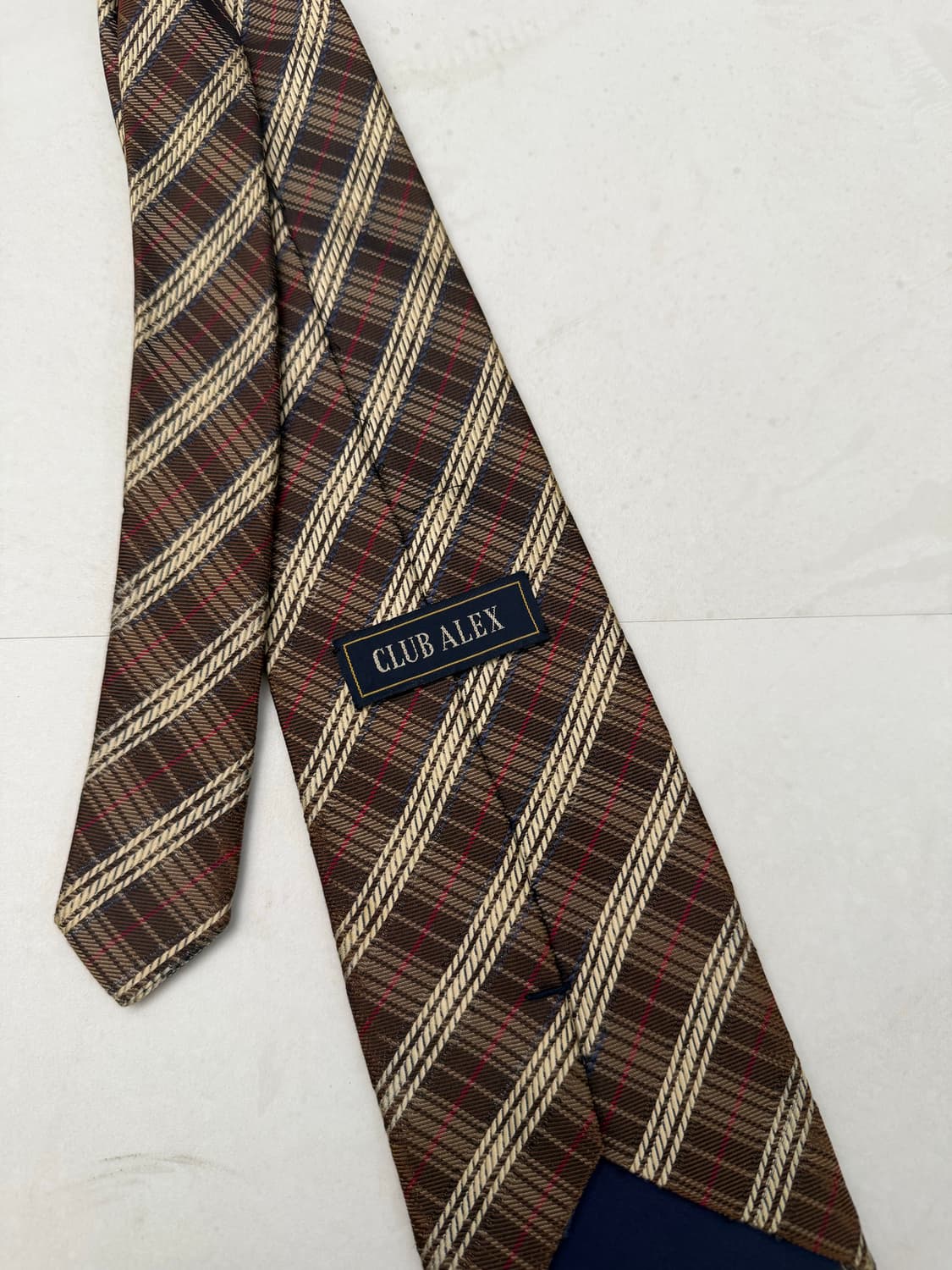 브라운 체크 넥타이 상품이미지3