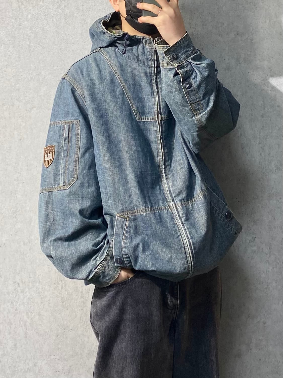 [105] 00s MLB 올드 엠엘비 뉴욕양키스 데님 후드집업 자켓 상품이미지10