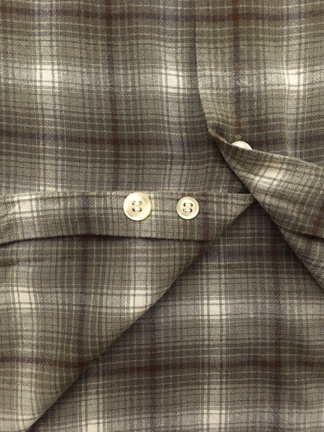 90s khaki brown Ombre check Rayon shirts 상품이미지7