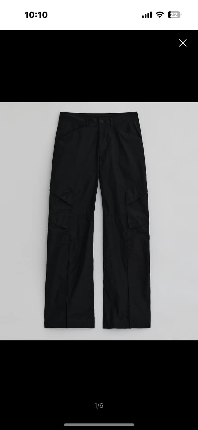 ee NYLON CARGO BOOTCUT PANTS BLACK 상품이미지1