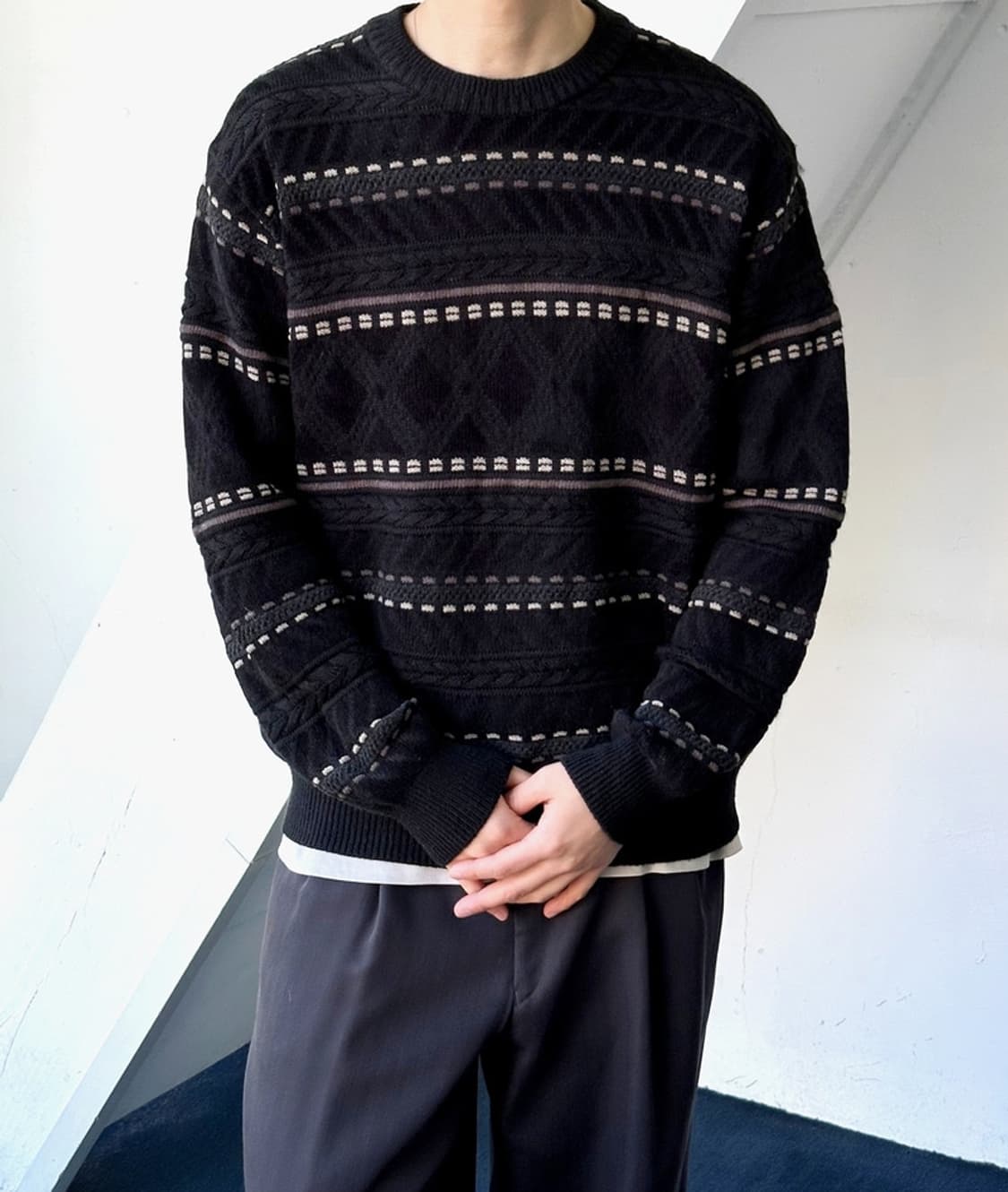 Wool blend pattern knit P/O 상품이미지6