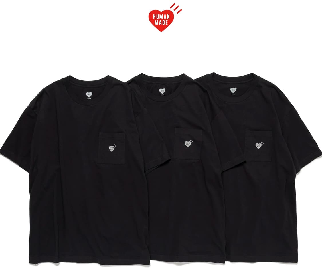 휴먼메이드 3팩 포켓티 블랙 XL 상품이미지3
