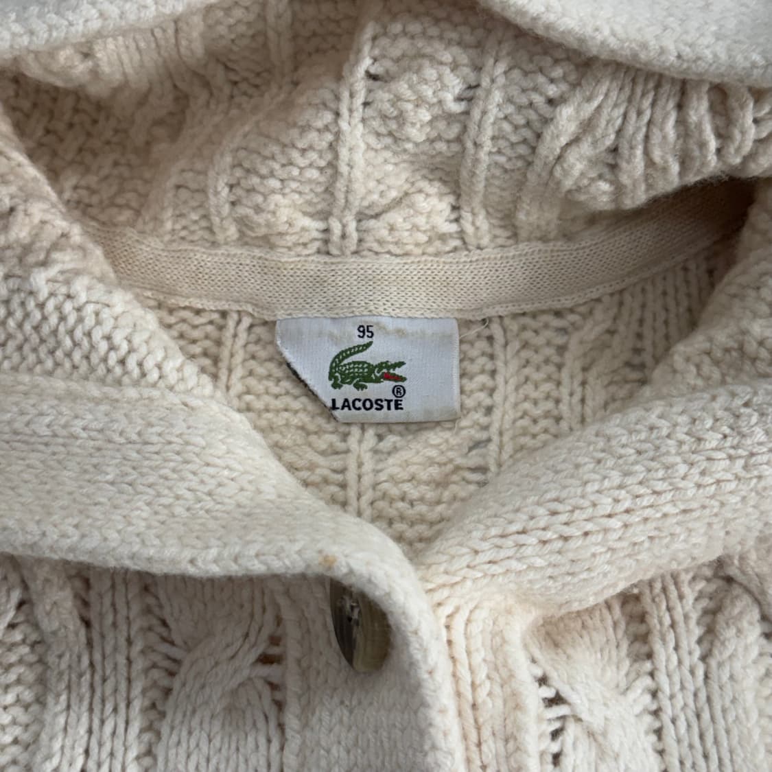 Lacoste 라코스테 스몰로고 아이보리 니트 후드가디건 상품이미지5