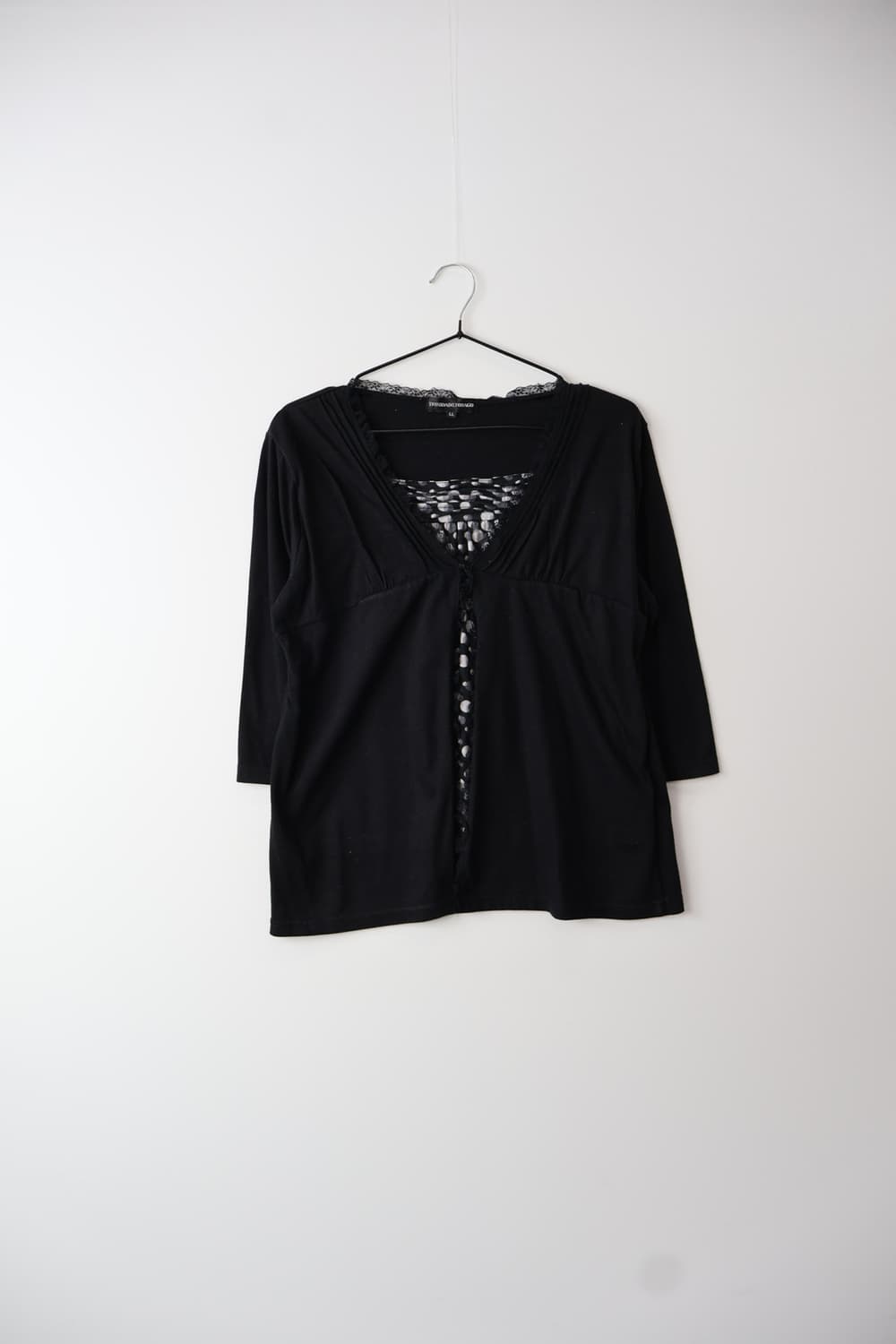  Jpn Black Ruffle Trim Layered Top 상품이미지3
