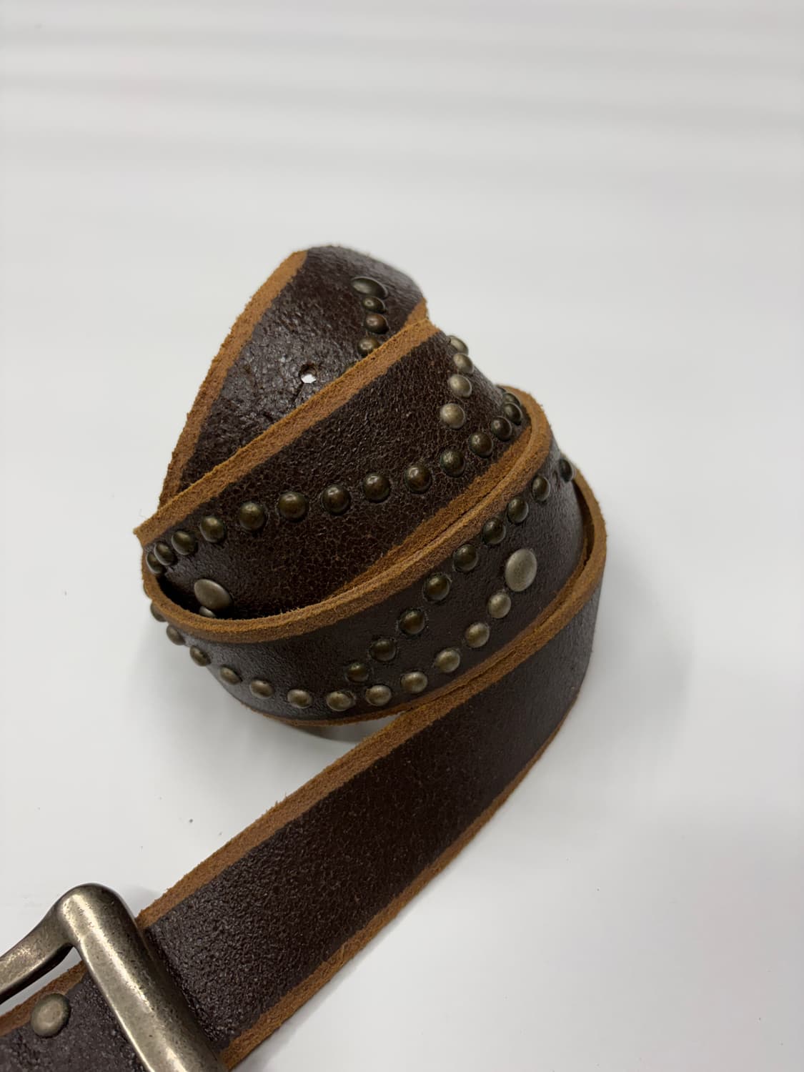 웨스턴 브라운 빈티지 펀칭 스터드 레더 벨트 Brown Vintage 상품이미지3