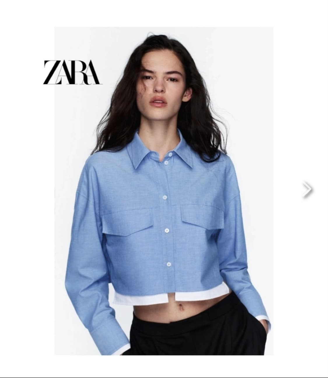 거의새거) 자라 블루 크롭 셔츠 S~M 상품이미지1