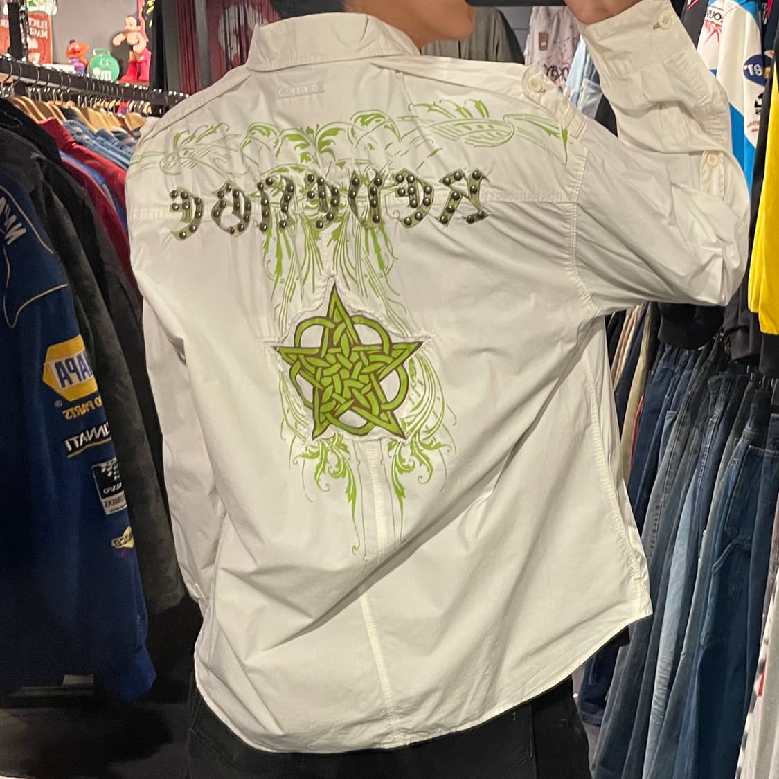 [IM] vtg 웨스턴 프린팅 화이트 셔츠 상품이미지5