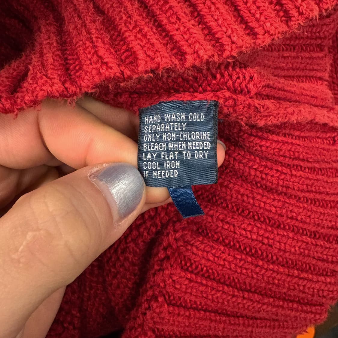 90s 폴로 랄프로렌 청키립 하프집업 코튼 니트 스웨터 레드 N633 상품이미지8