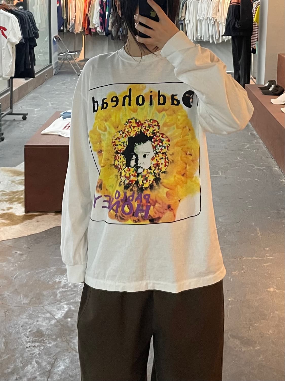 빈티지 라디오헤드 그래픽 프린팅 롱슬리브 H2547 상품이미지1