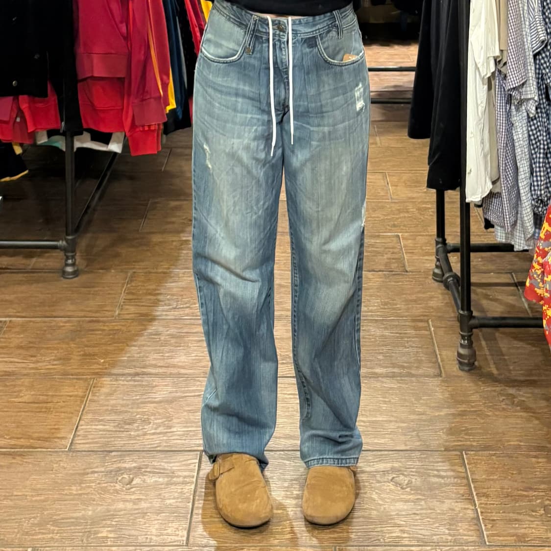 [HI] VTG 워싱 로고 힙합 데님팬츠 중청 상품이미지2