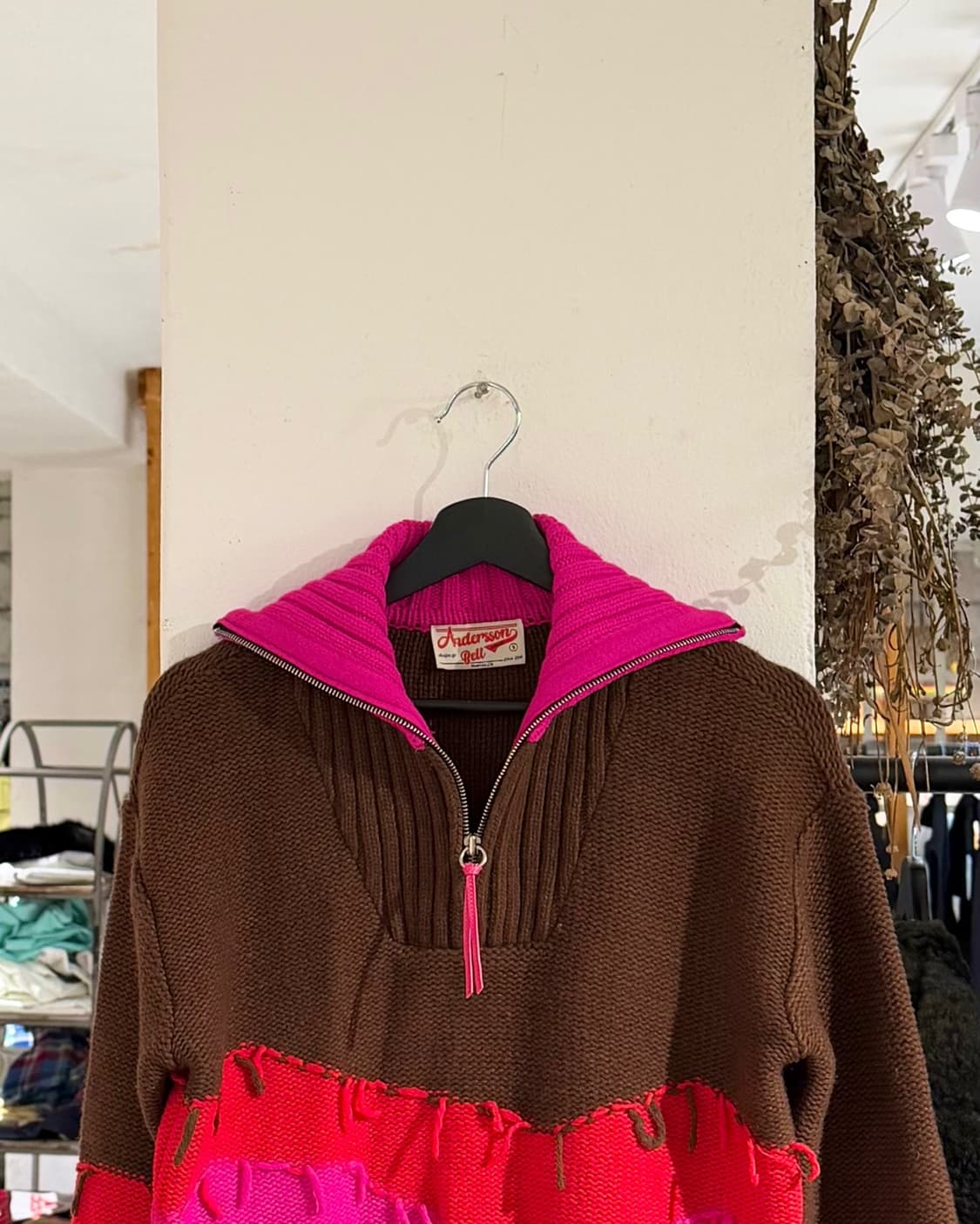 앤더슨 벨 브라운 스트라이프 울블랜드 마운틴 하프 집 스웨터 상품이미지4