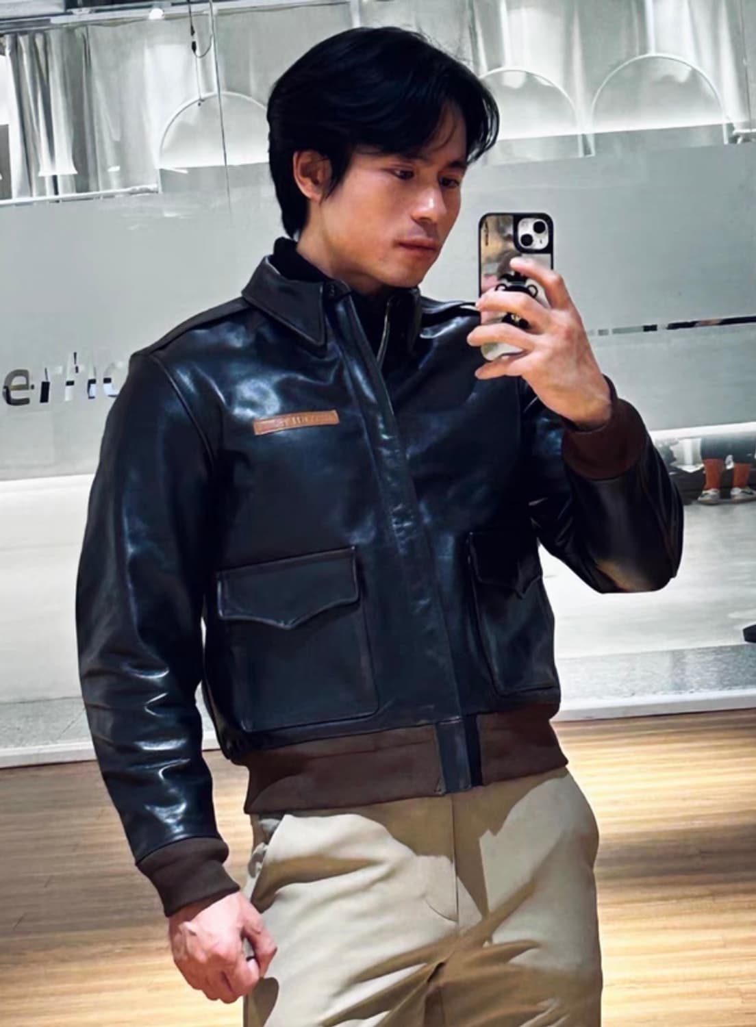 A-2 가죽자켓 레드브라운 말가죽 40(XL) 새상품 판매 상품이미지9