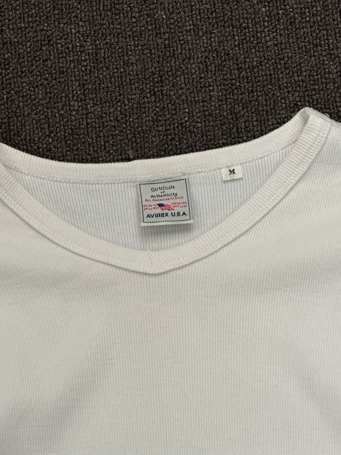 M)Avirex vintage v넥 화이트 골지 롱슬리브 상품이미지3