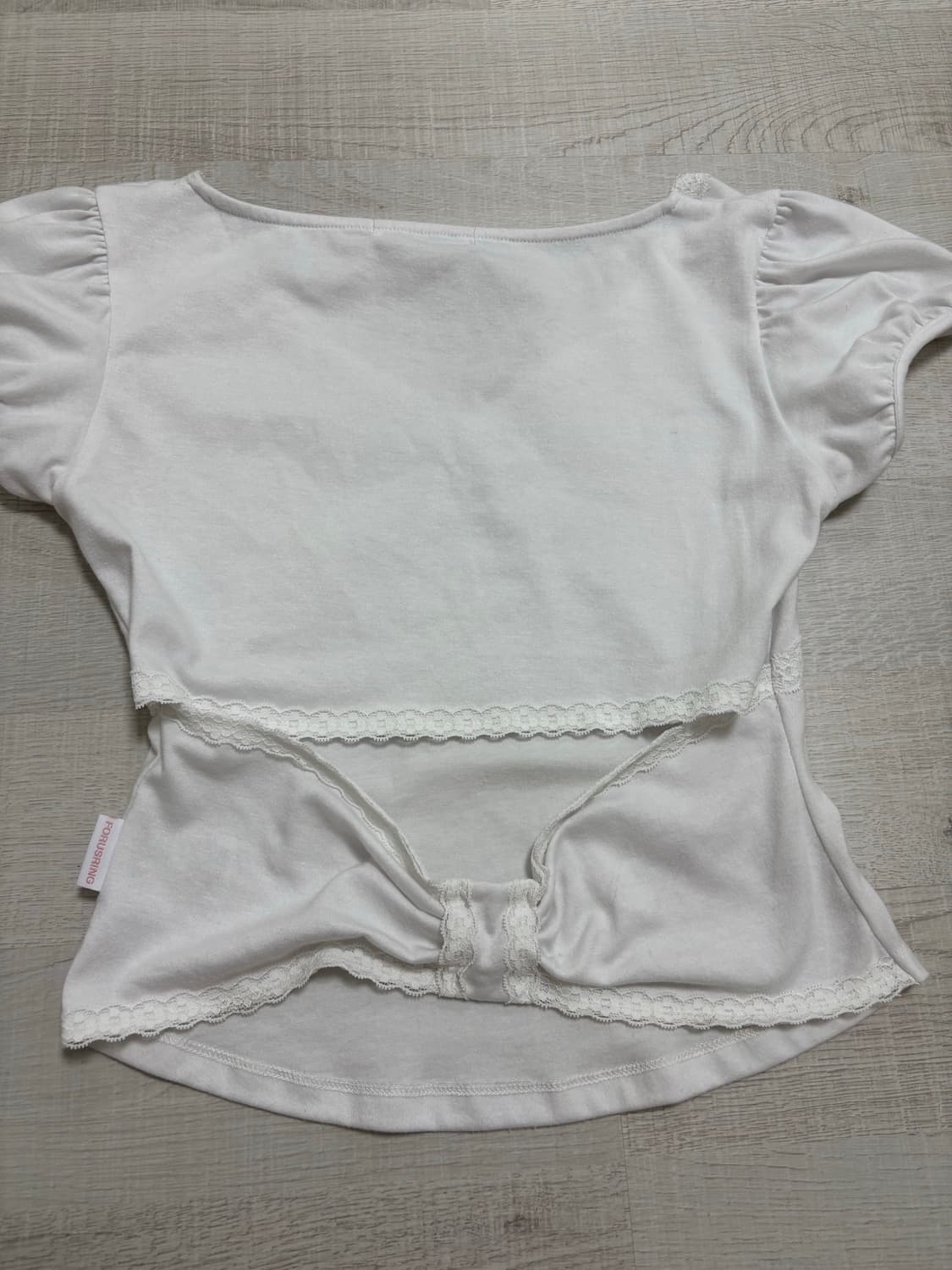 포어링 Back ribbon puff tee 백리본 퍼프티 화이트 m 상품이미지3