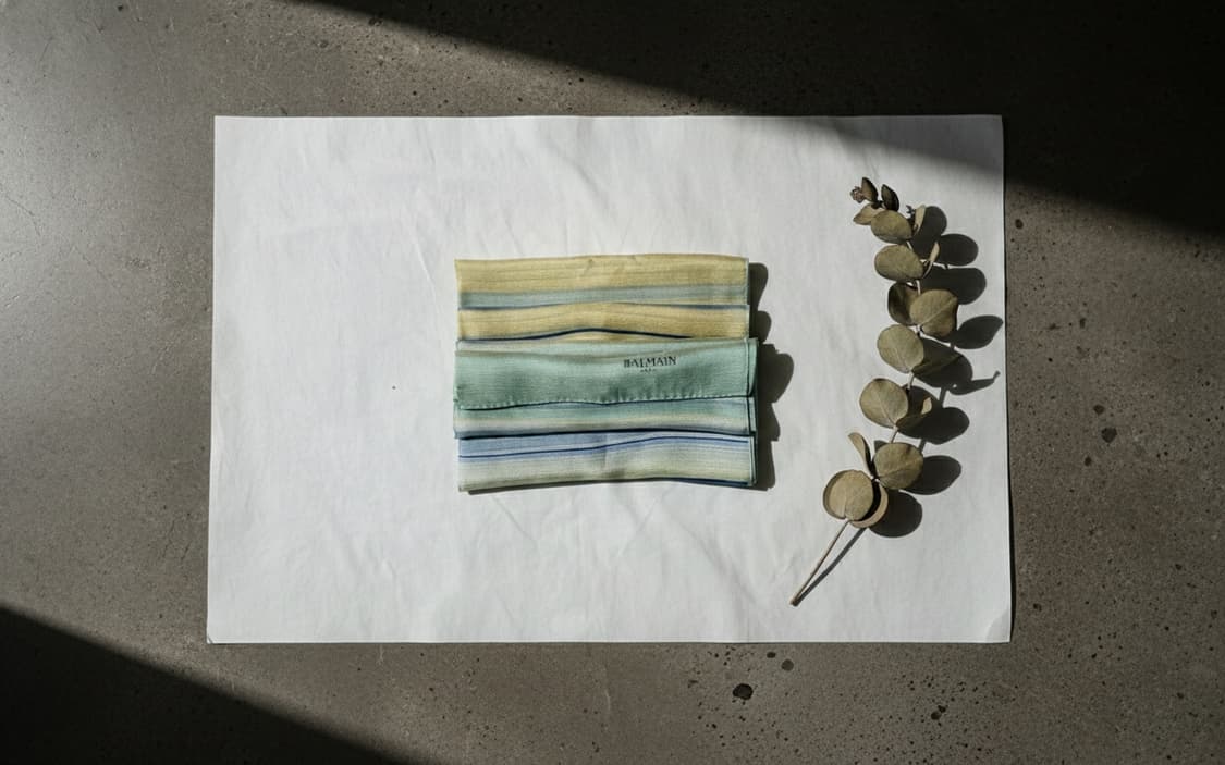 BALMAIN 발망 실크 스트라이프 롱 스카프 (민트/블루) 상품이미지2