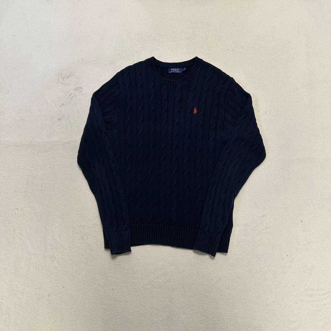 Polo Navy Cable Knit Sweater 상품이미지4