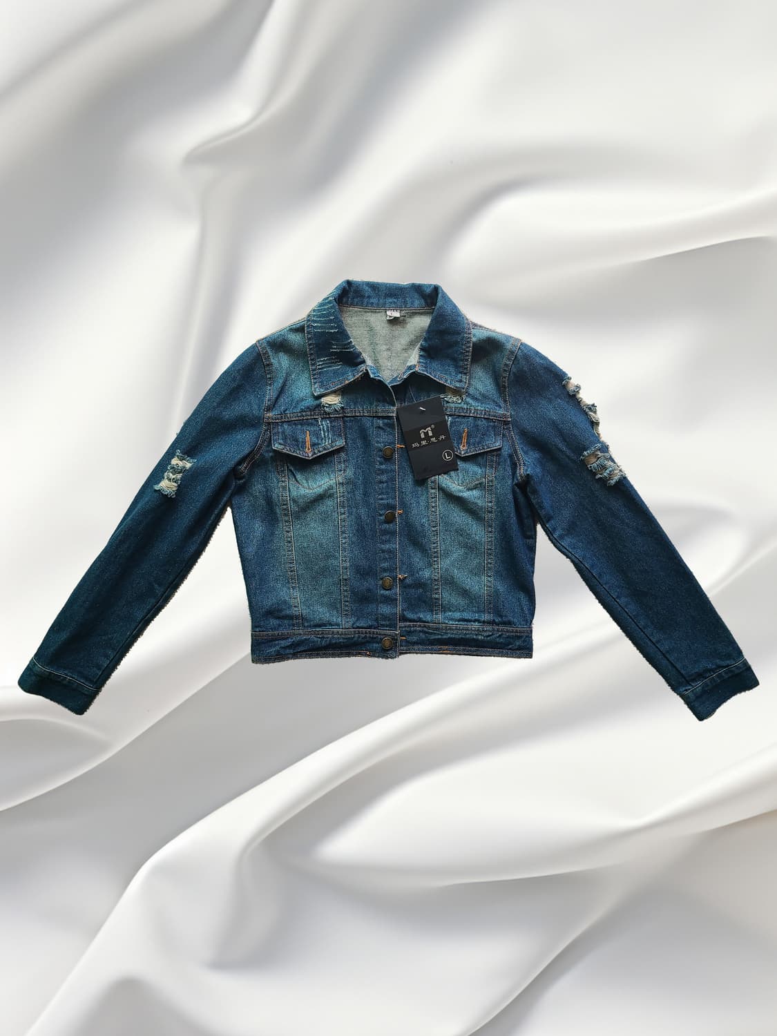 새상품 유니크 데미지 크롭 청자켓 (L) 상품이미지1