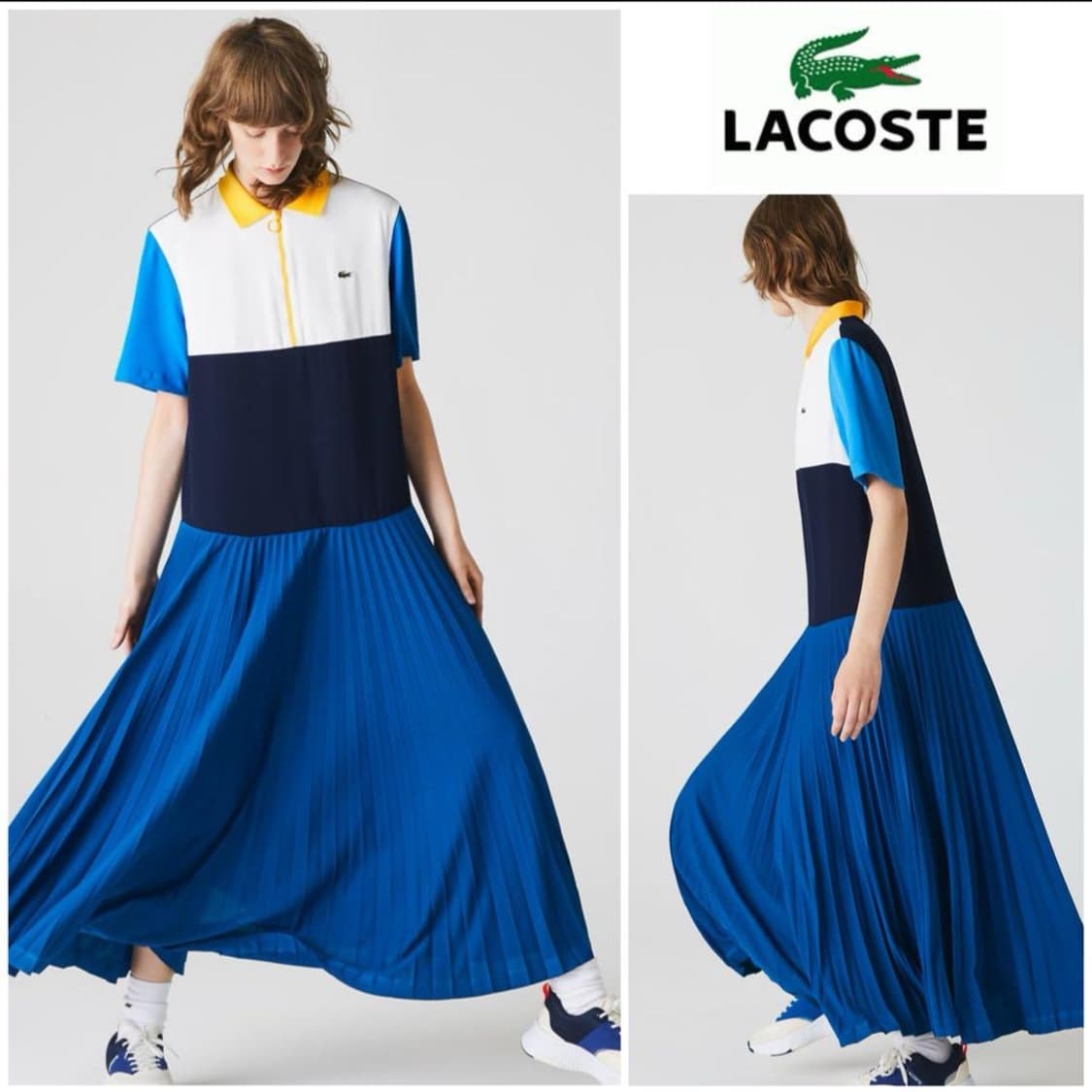 LACOSTE 라코스테 컬러블록 플리츠 원피스 34 상품이미지2