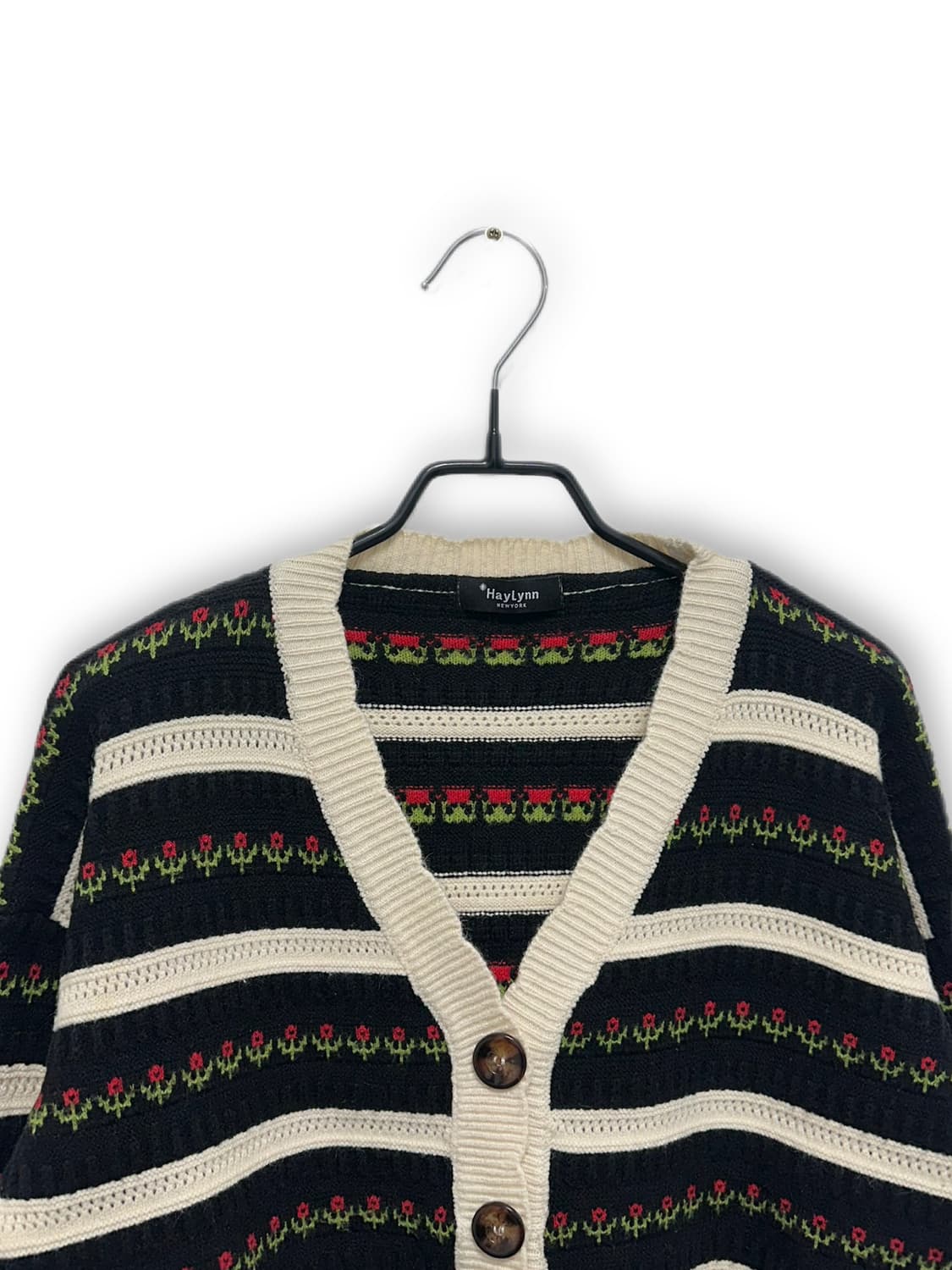 빈티지 패턴 크롭 니트 가디건 상품이미지2