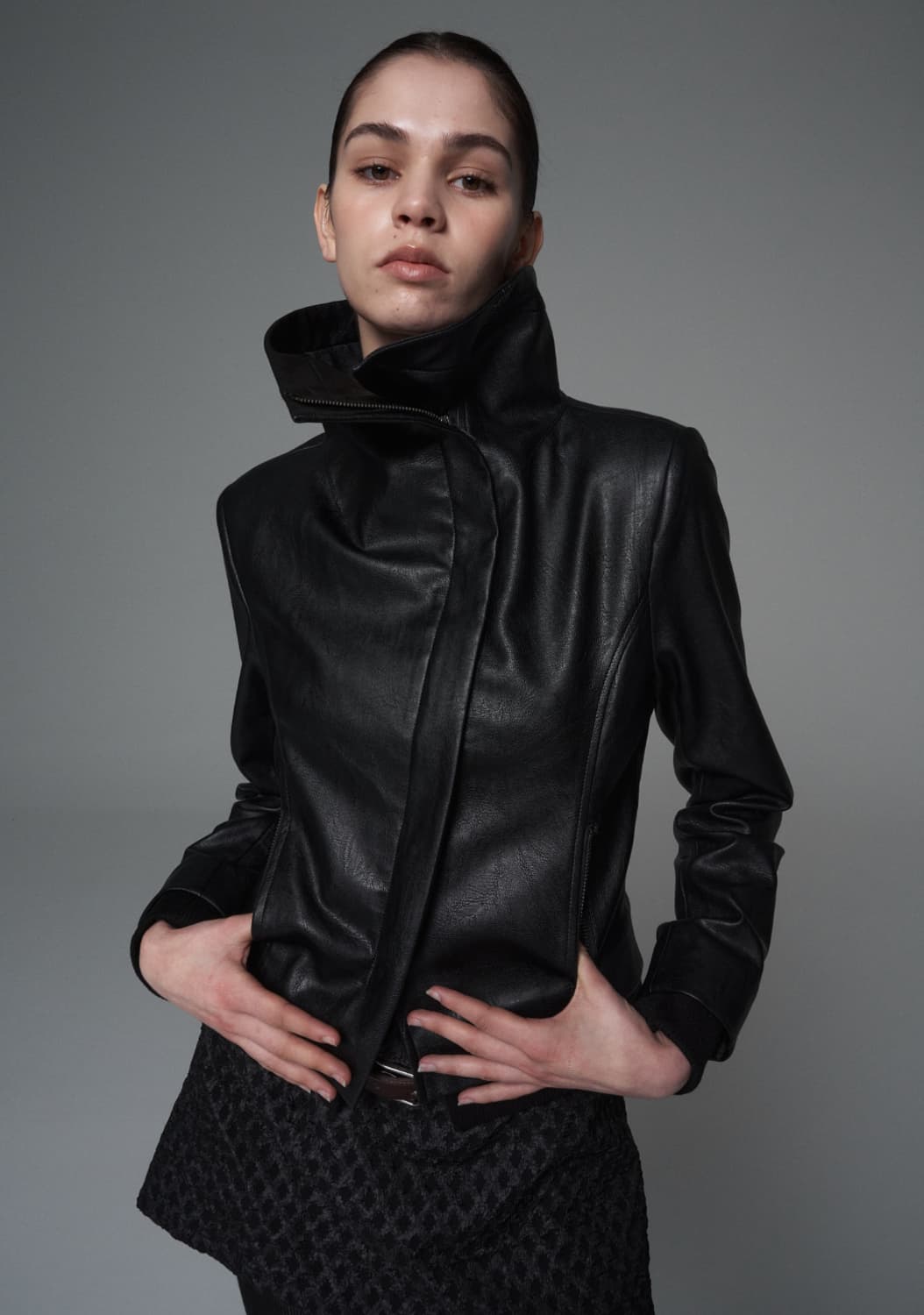settle for moon Diagonal leather jacket 상품이미지1