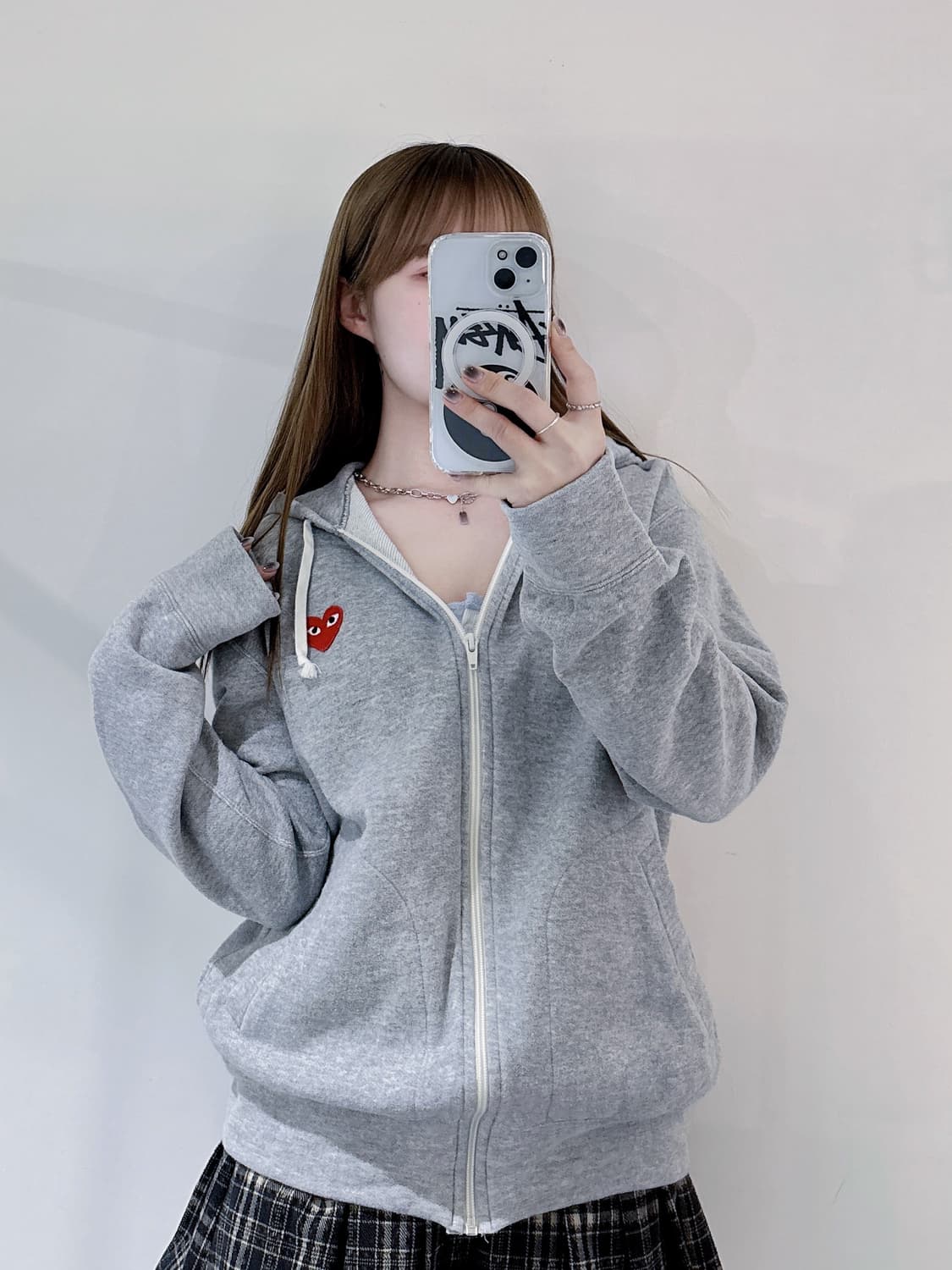 꼼데가르송 하트와펜 그레이 후드집업 상품이미지1