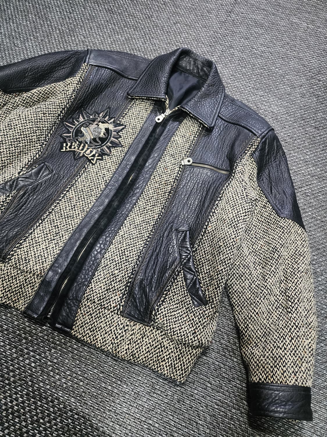 빈티지 레녹스 가죽 트위드 배색 자켓  105 상품이미지6