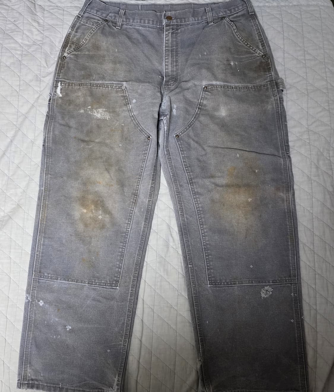 [38X30] 00s 칼하트 더블니 B136 GVL 트래쉬드 팬츠 G-1 상품이미지1