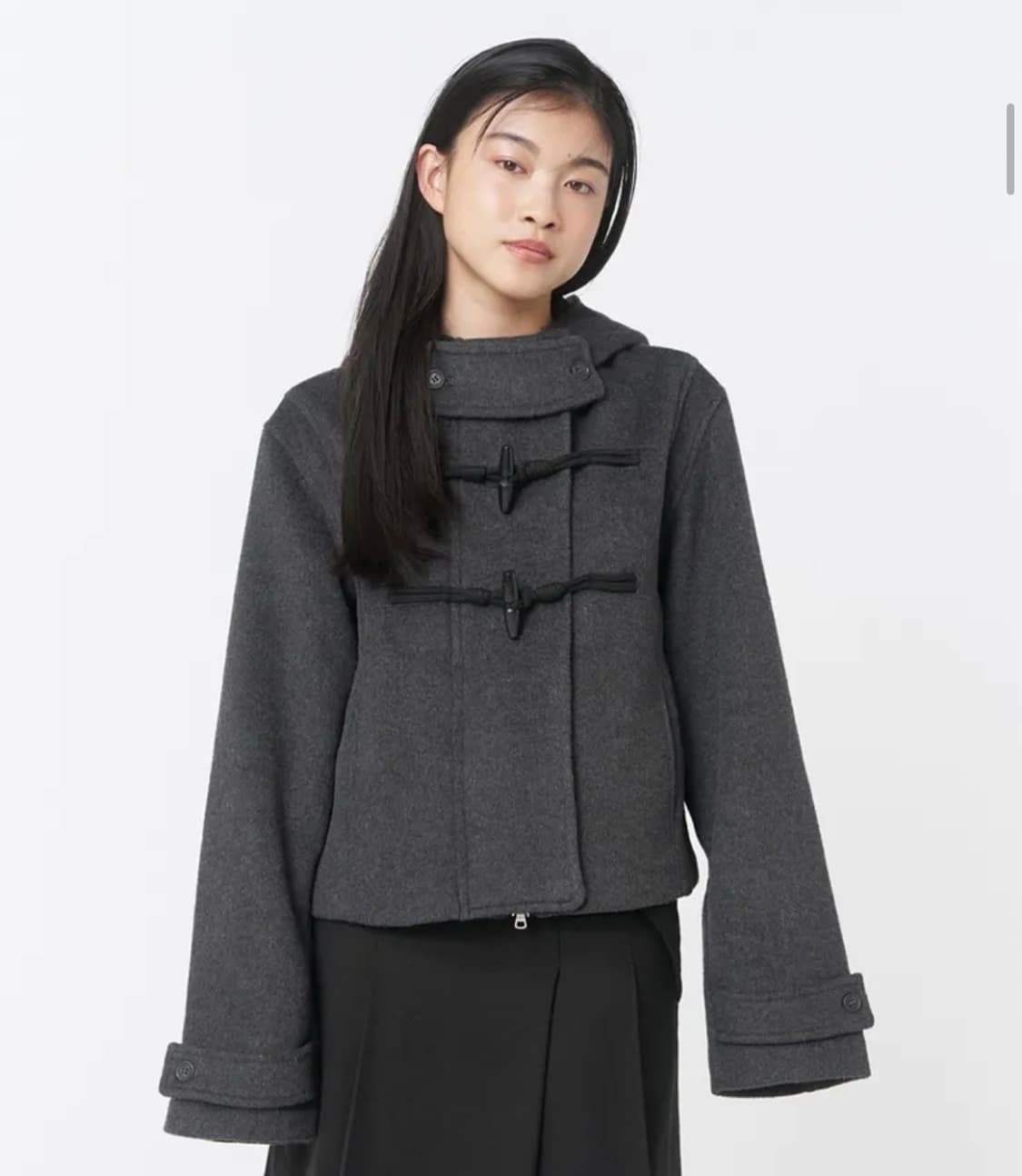 미세키서울 더플 후디 숏코트 차콜 상품이미지1