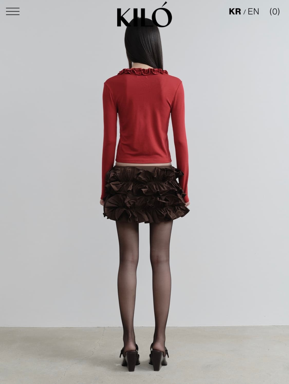 카일로 KILÓ NYLON RUFFLE SKIRT (BROWN) 상품이미지3