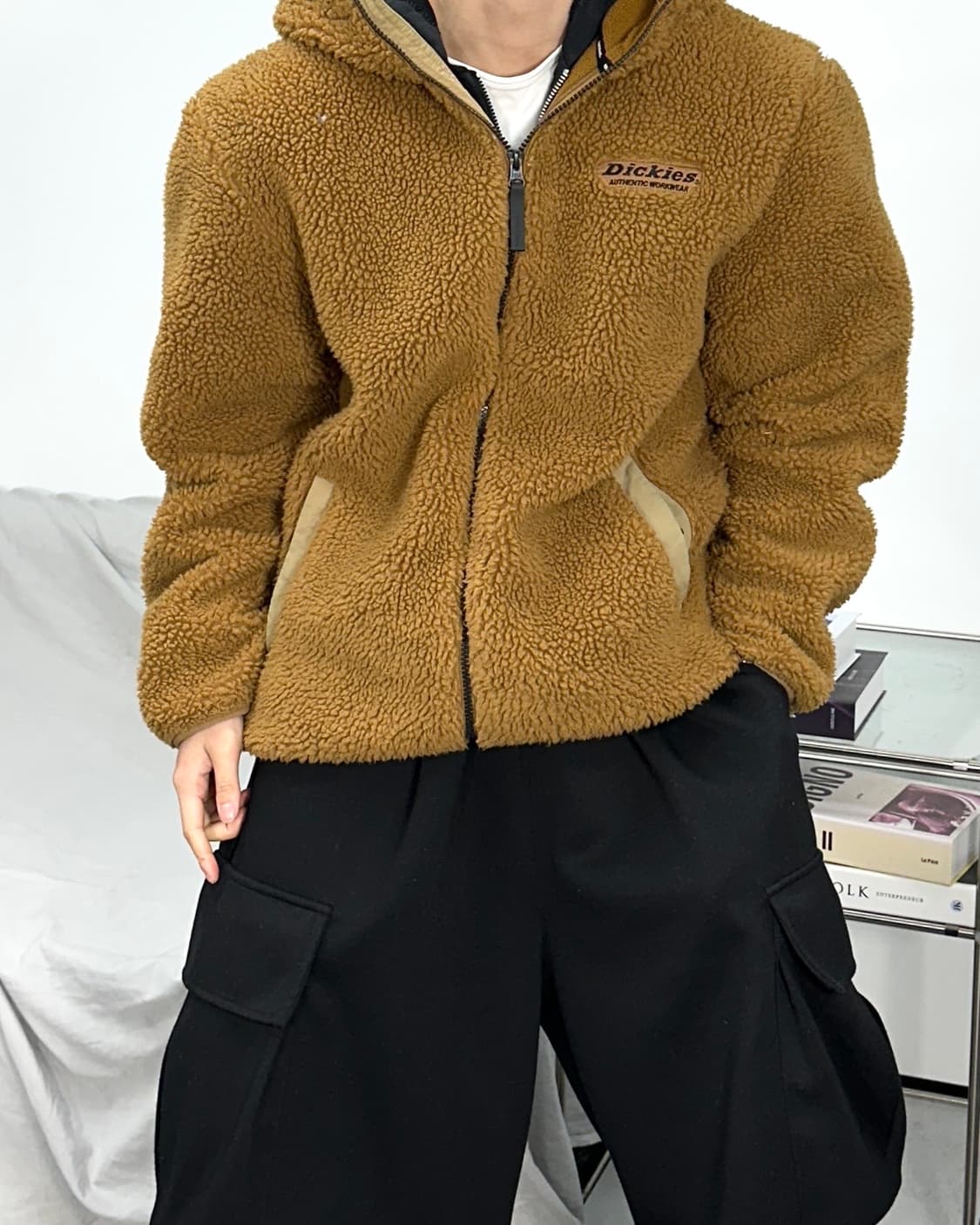 디키즈 브라운 뽀글이 플리스 자켓 XL 상품이미지2