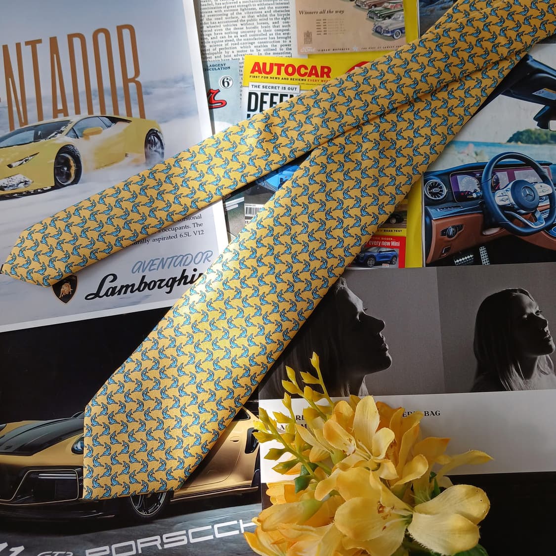 닥스 넥타이 옐로우 돌고래 모티브 7.8cm 새제품 A19851
 상품이미지4