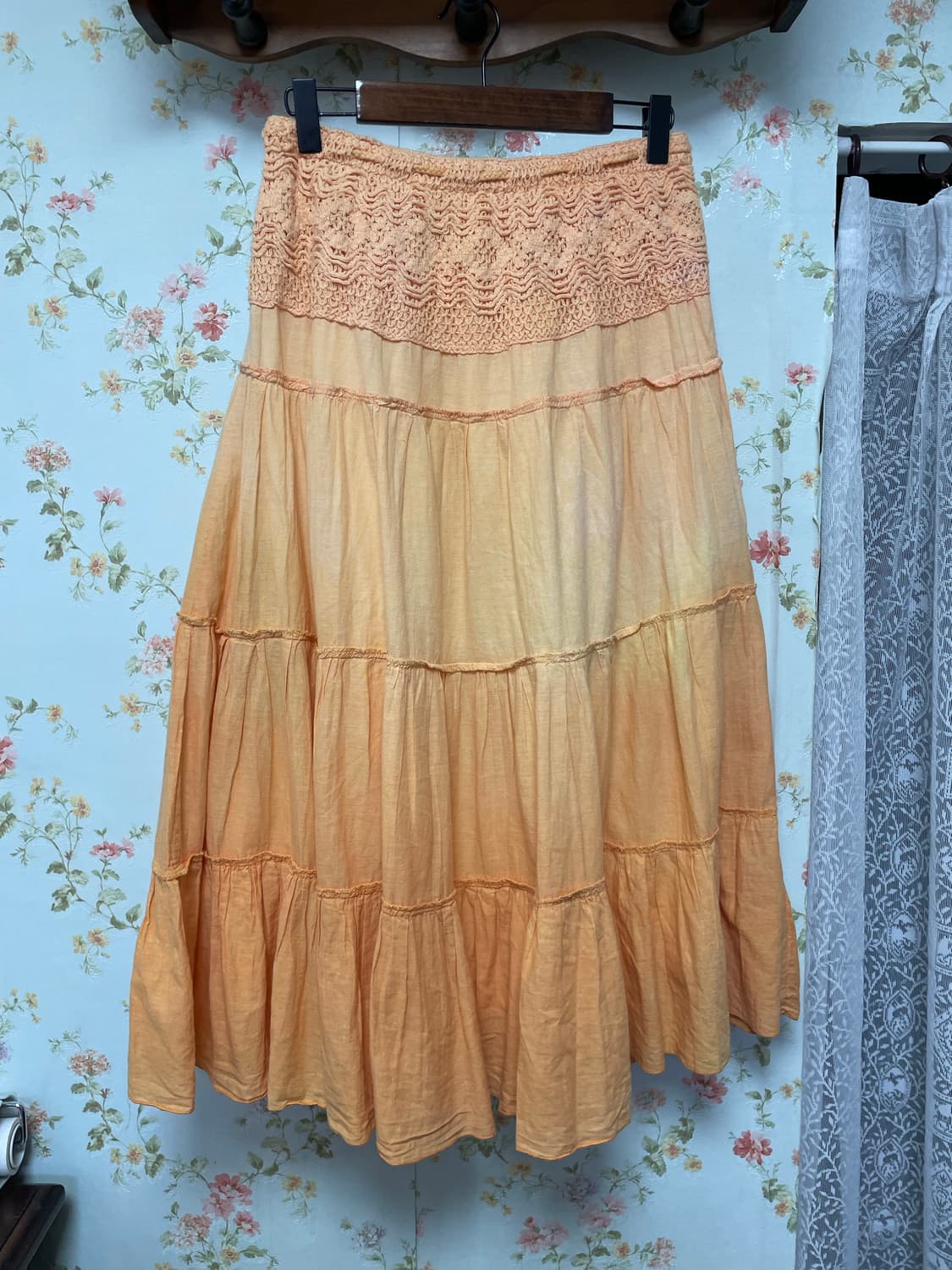 오렌지 레이스 롱스커트 상품이미지2