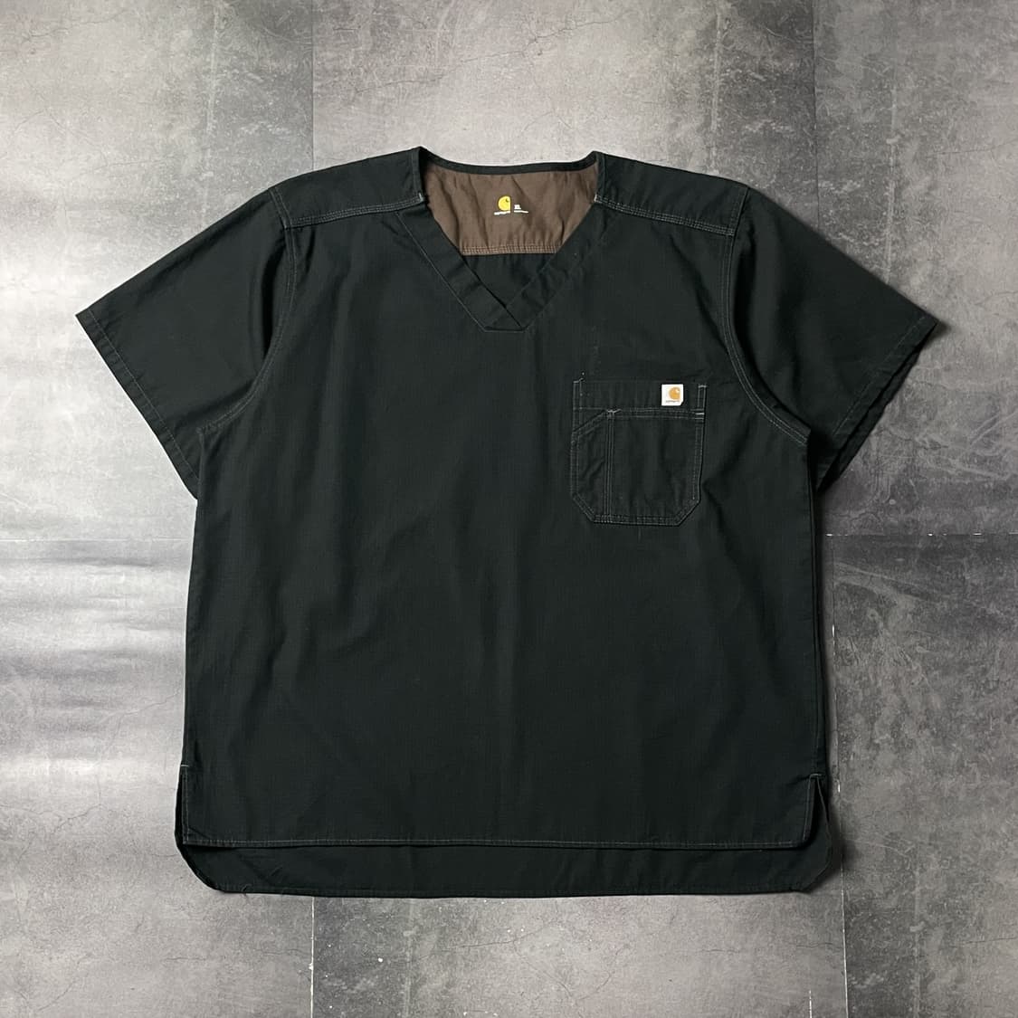 CARHARTT 칼하트 블랙 브이넥 리프스탑 워크 반팔티셔츠 A01058 상품이미지1