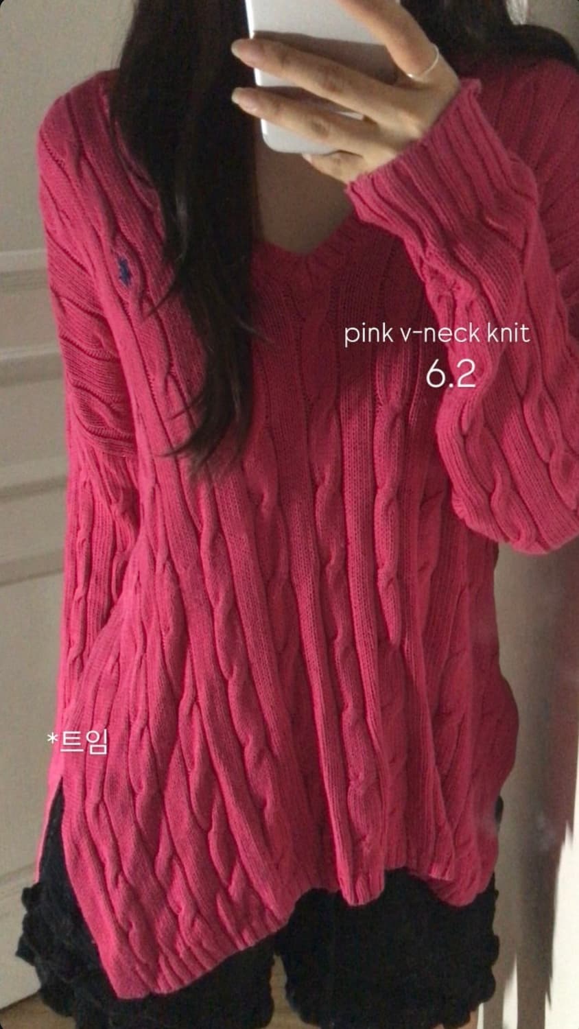 폴로 랄프로렌 핫핑크 브이넥 니트 빈티지 상품이미지1