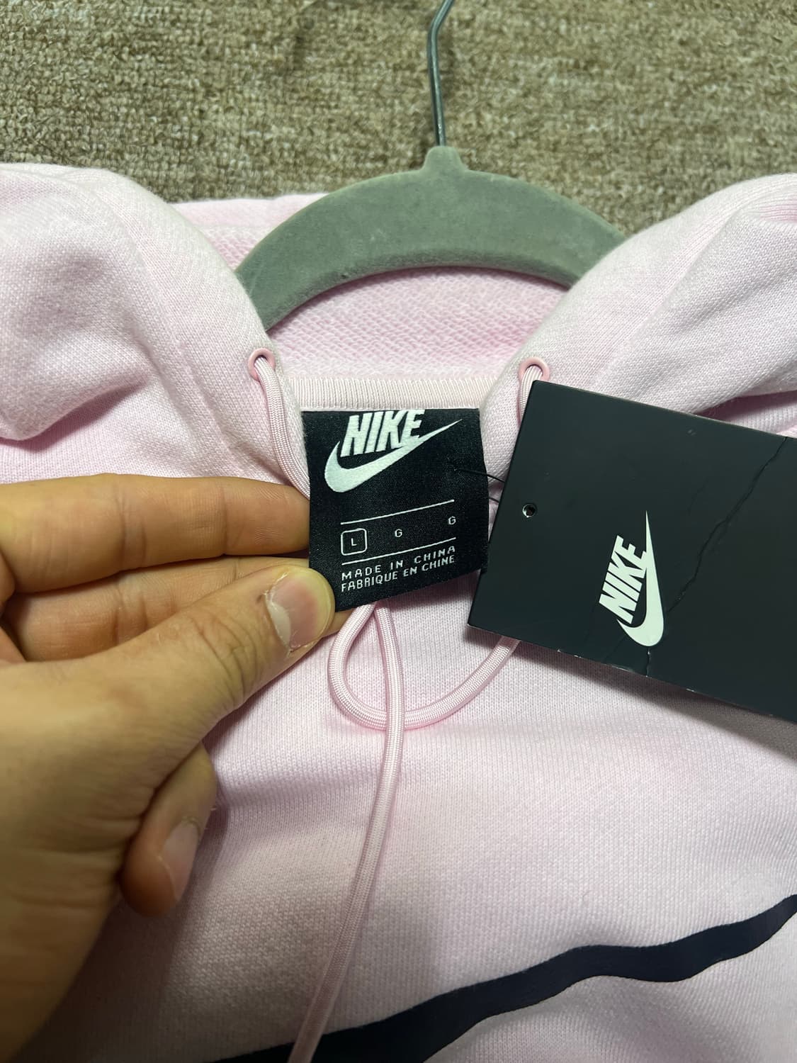 나이키 핑크 크롭 후드티 L 상품이미지4