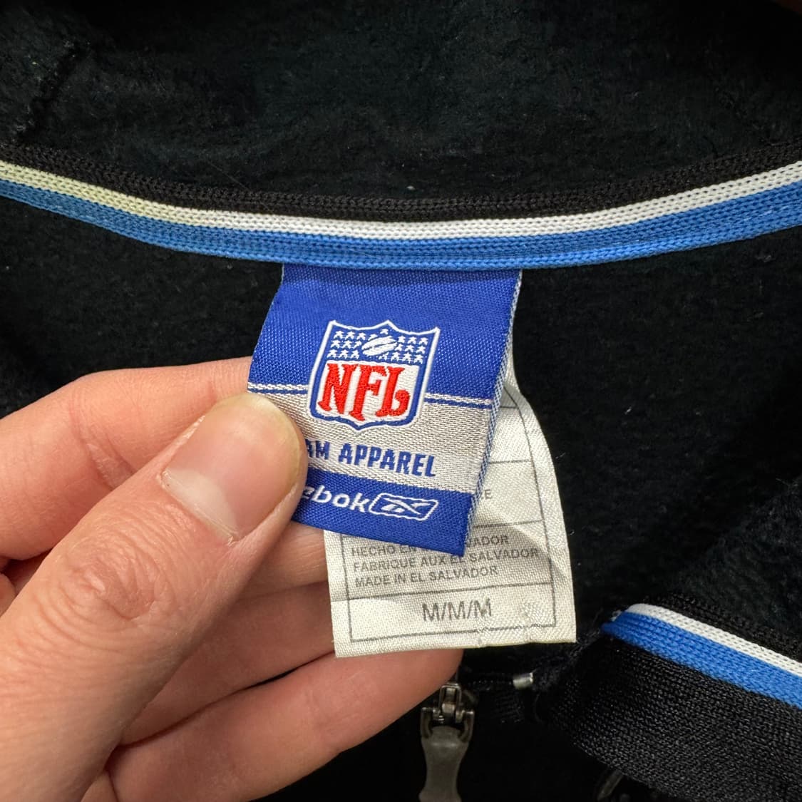 00s 리복 X NFL 후드 집업 라이언즈 자수 빅로고 블루 블랙 상품이미지8