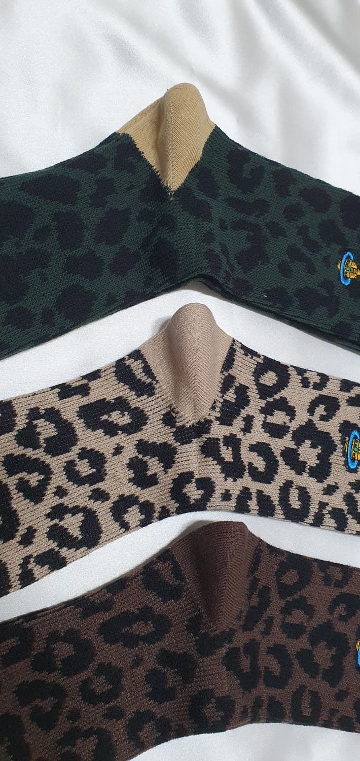 그린 베이지 브라운 호피 레오파드 비비안웨스트우드 양말  상품이미지5