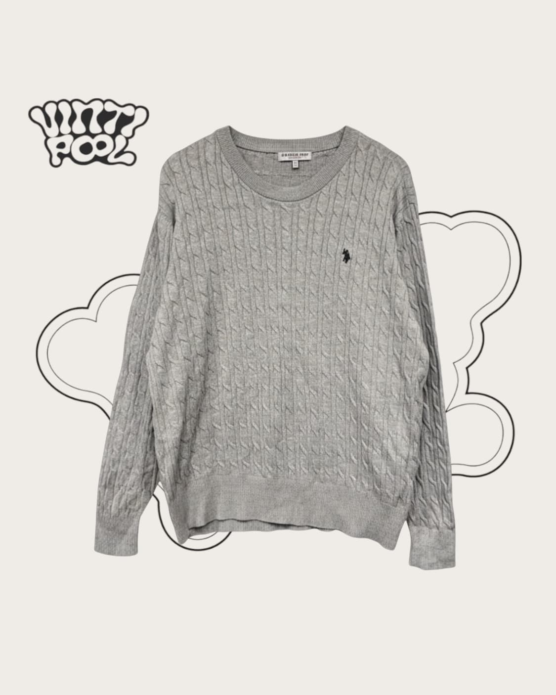U.S.폴로 케이블 꽈배기 니트  2XL 그레이 상품이미지1