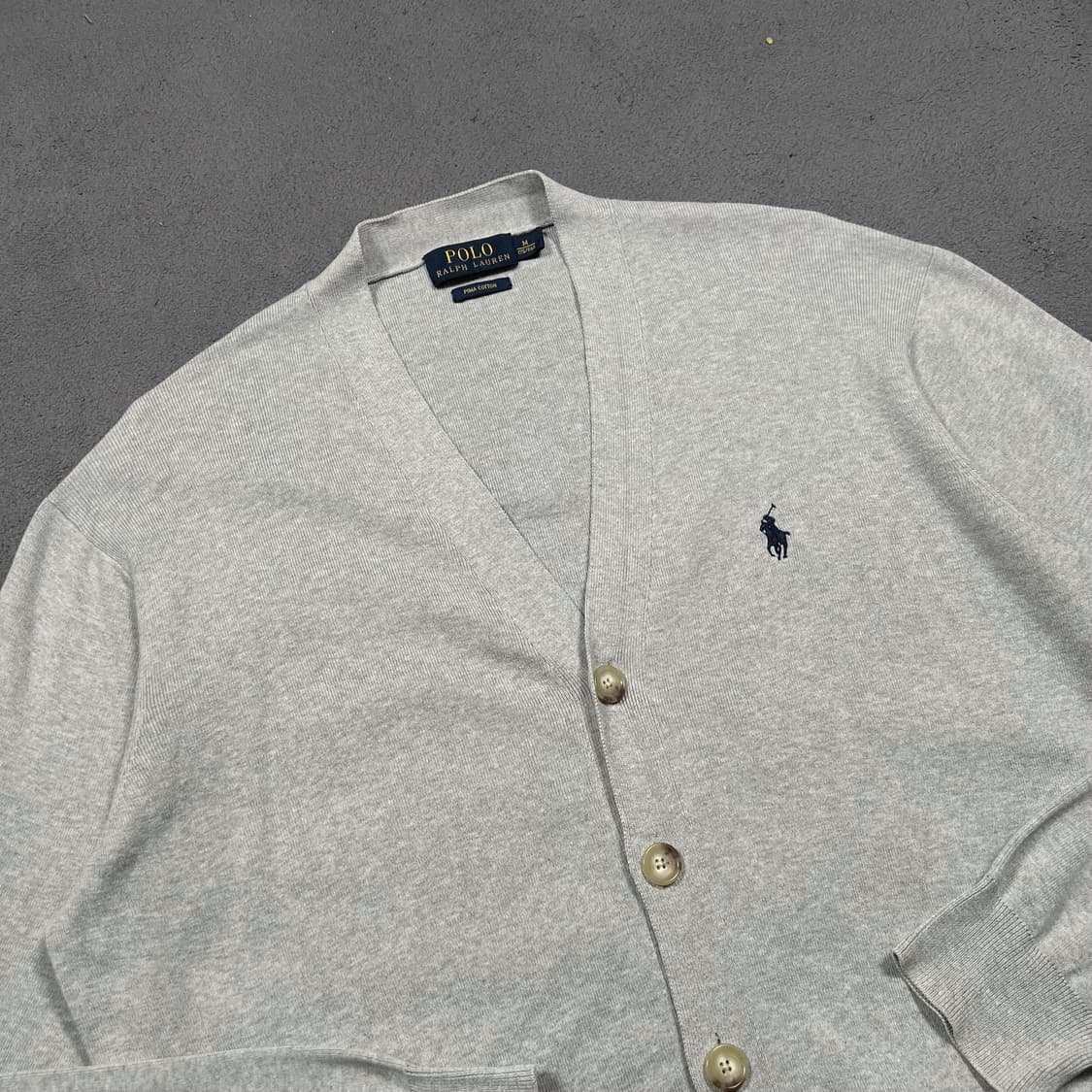 폴로 피마코튼 그레이 니트 가디건 상품이미지1