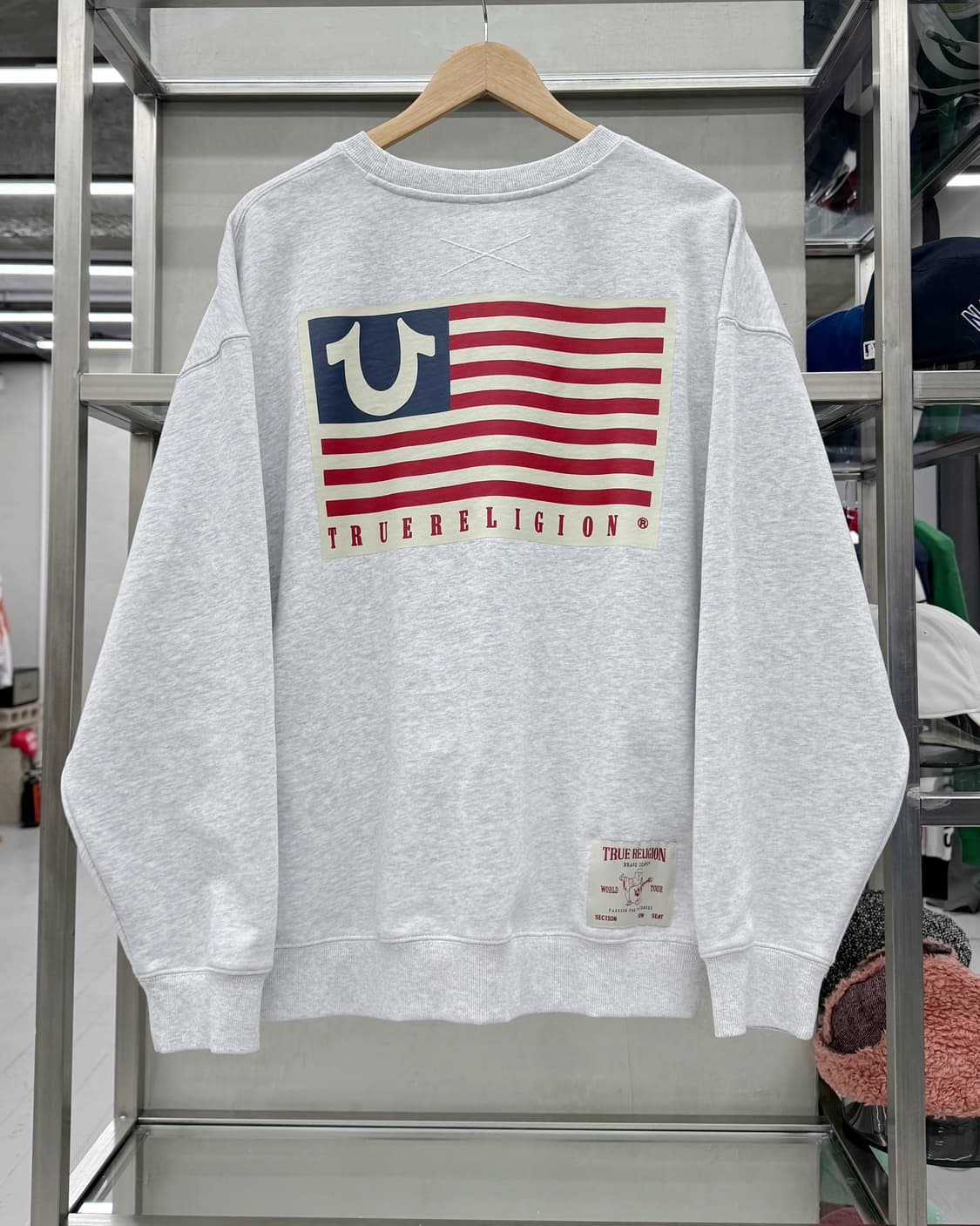 트루릴리젼 USA 성조기 크루넥 스웻 맨투맨 그레이 상품이미지1