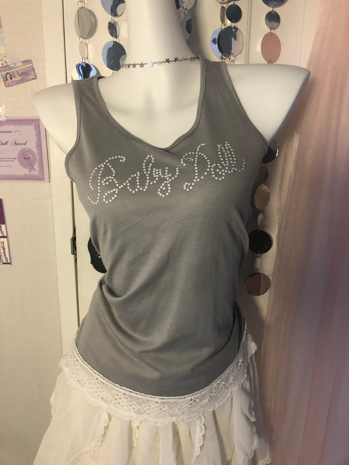 babydoll gray crochet sleeveless 상품이미지1