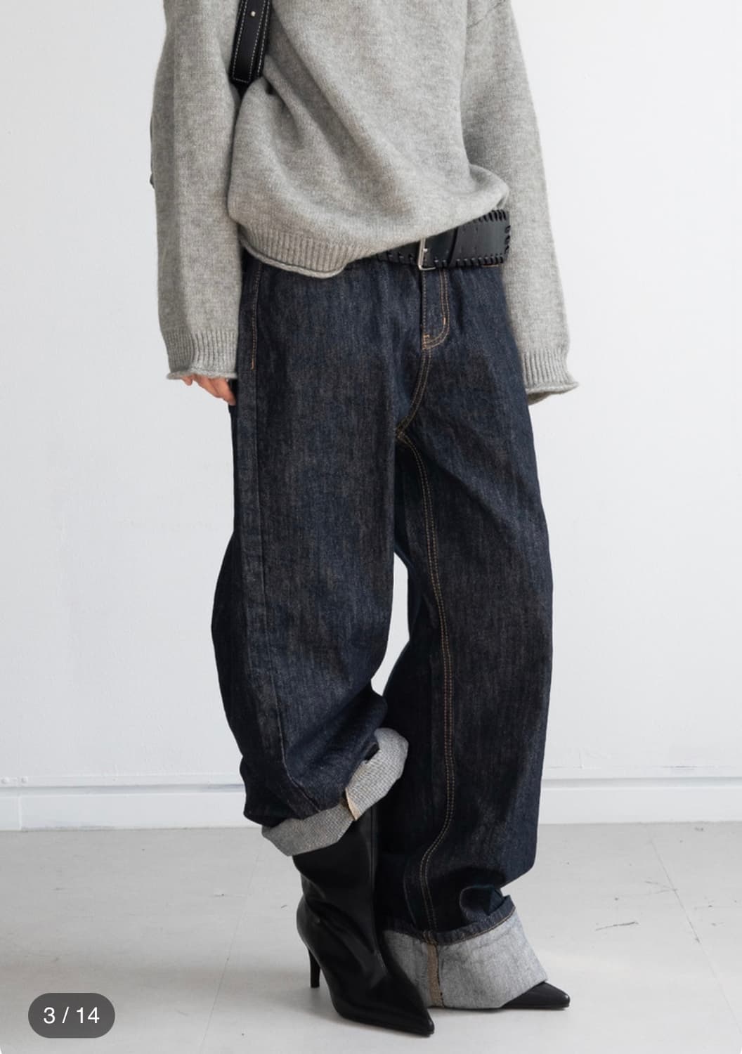 피키소사이어티 Roll-Up Wide Low Denim (Blue/S) 상품이미지1