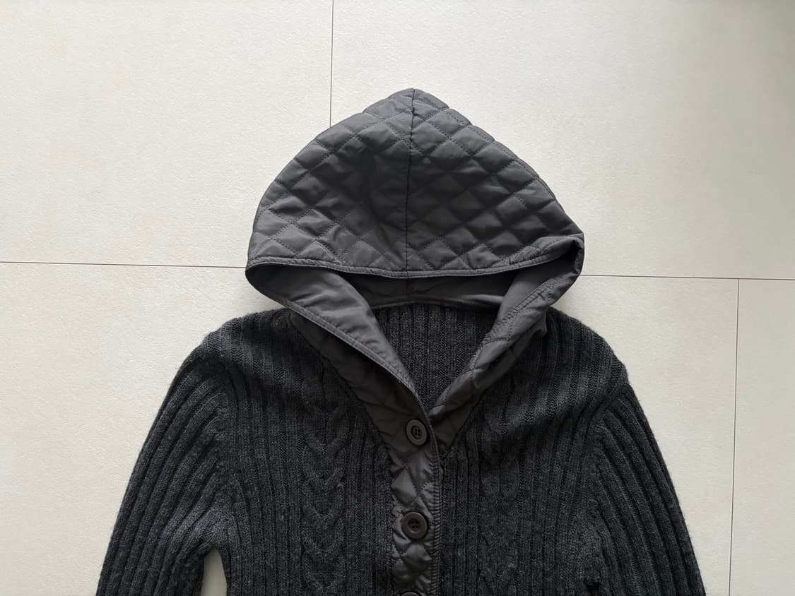 quilted hood knit cardigan 상품이미지2