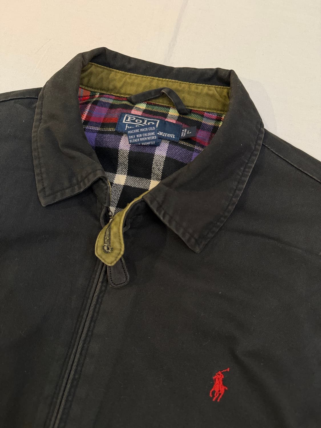90s 폴로 랄프로렌 체크안감 베이포트 스윙탑 자켓 블랙 상품이미지2
