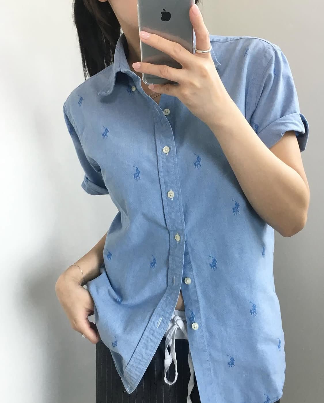 Polo 폴로 랄프로렌 신형 포니로고 스카이블루 반팔 셔츠 상품이미지1
