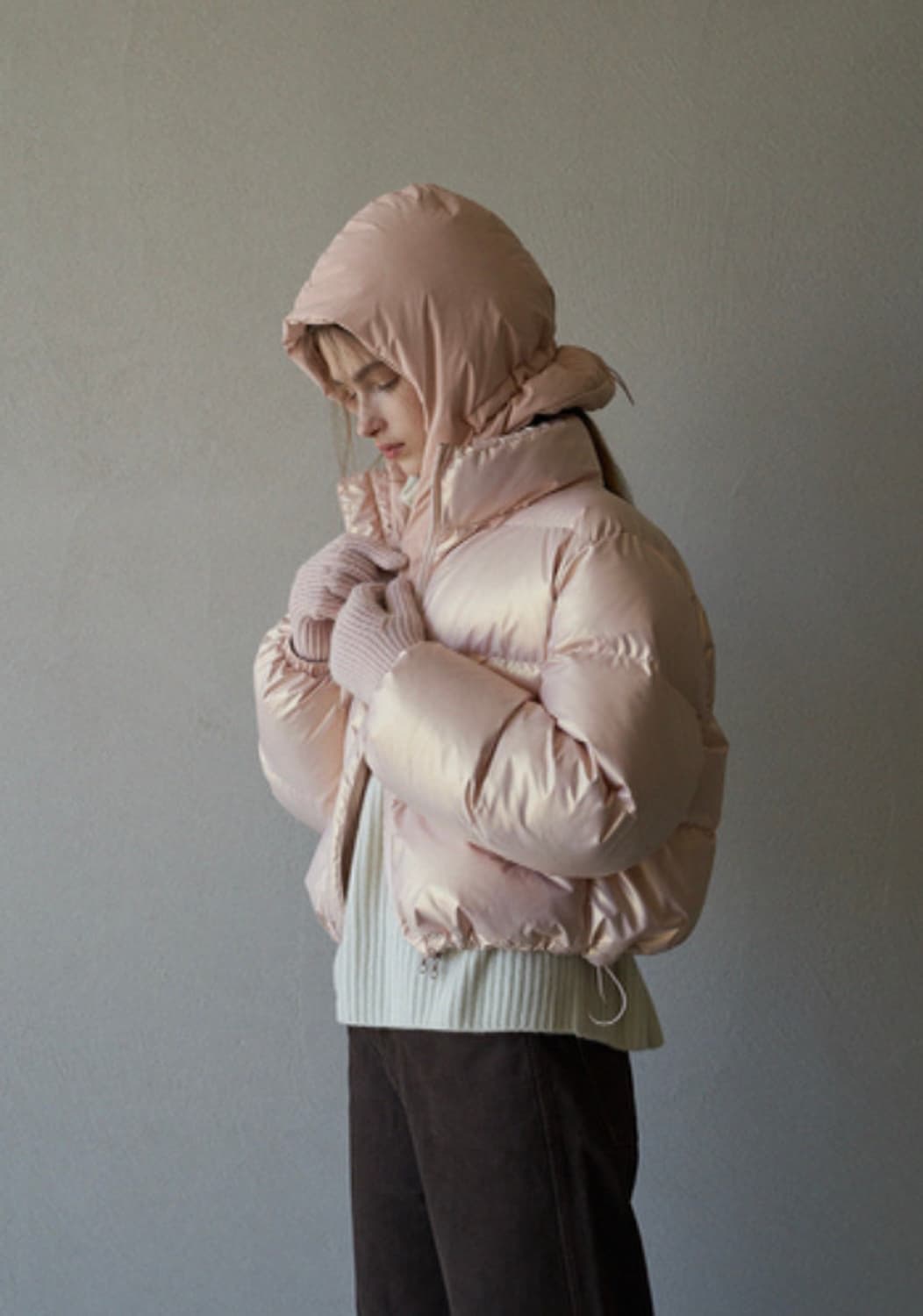 라퍼지 포 우먼 글로시 크롭 푸퍼 패딩 pink 상품이미지4